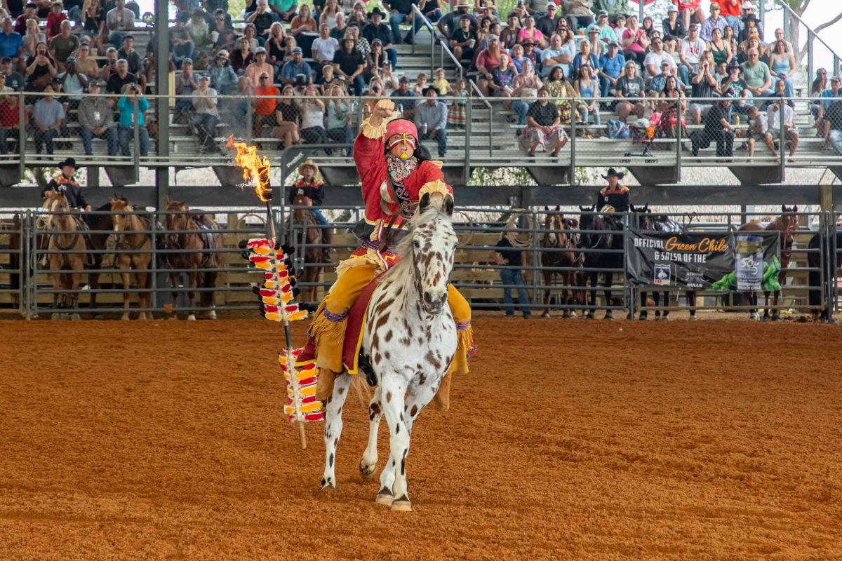 Osceola & Renegade open the rodeo at Brighton Field Day at Brighton Seminole Reservation on Saturday, Feb. 17, 2024. (FSU Photography)