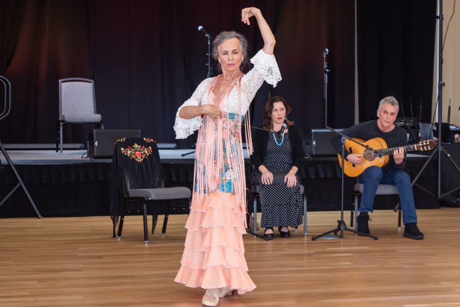 Afición Flamenco performs traditional flamenco with dancer Anni Giles, vocalist Carolina González and guitarist Bill Giles during the 29th Annual International Bazaar. (FSU Center for Global Engagement/Seamus Toner) 