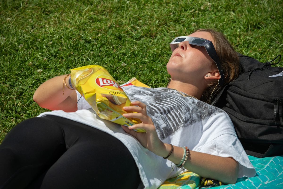 Students watching Partial Solar Eclipse, April 8, 2024. (FSU Photography)