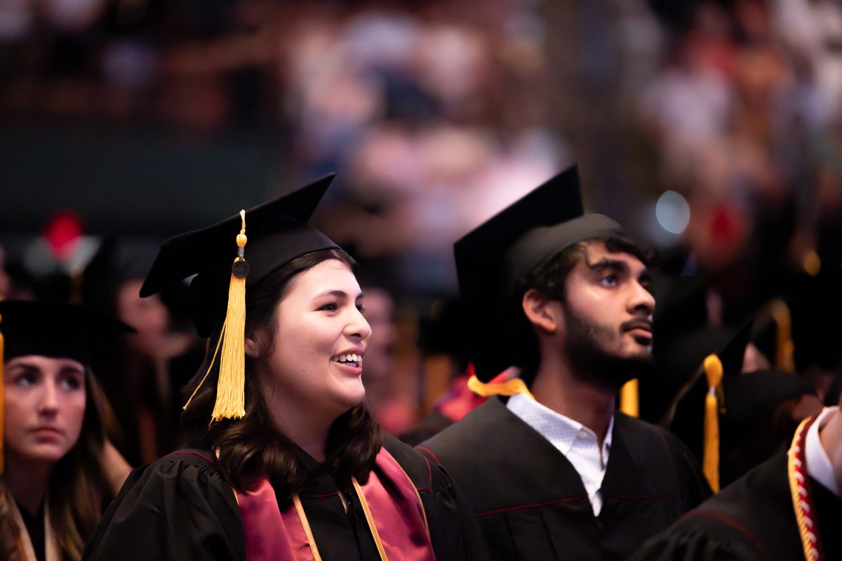 Senior Natalia Derohannesain smiles before her graduation ceremony on Friday, May 3, 2024, at the Donald L Tucker Center. (Matthew McConnell/Florida State University)
