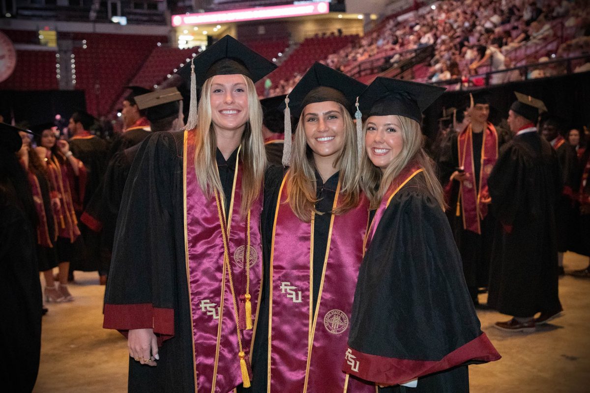 Florida State University graduates celebrate during one of FSU's spring 2024 commencement ceremonies Friday, May 3, at the Donald L. Tucker Civic Center. (FSU Photography)