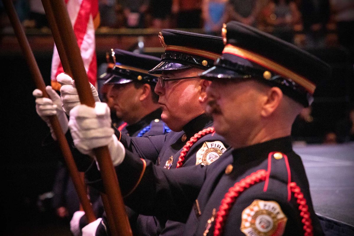 The Seminole Tribe of Florida Color Guard during one of FSU's spring 2024 commencement ceremonies Saturday, May 4, at the Donald L. Tucker Civic Center. (FSU Photography)
