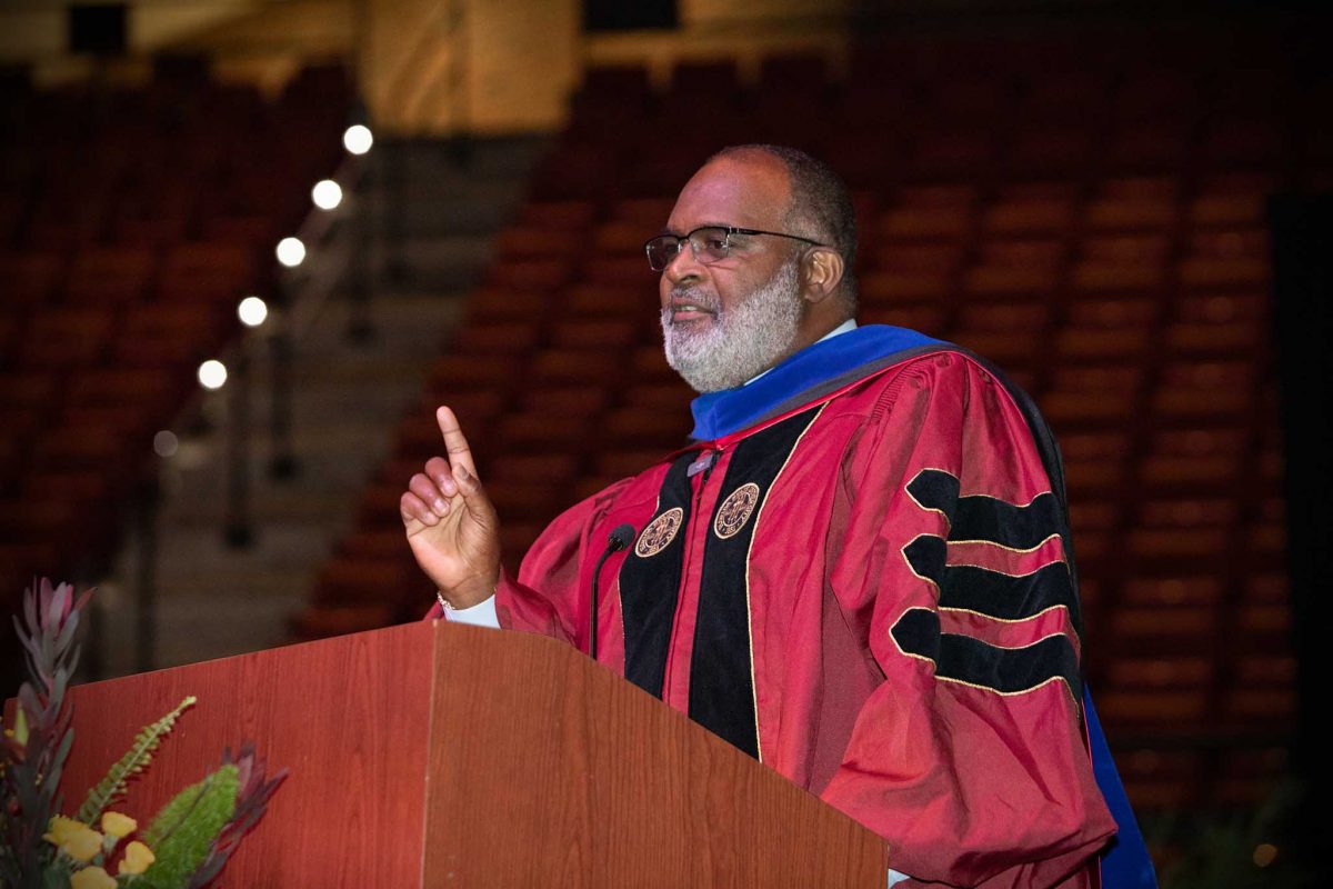 Graduates of the FAMU-FSU College of Engineering and the colleges of Nursing, Health and Human Sciences, and Education heard from FSU Coach Odell Haggins during FSU's commencement ceremony at 2 p.m. Saturday, May 4, 2024, at the Donald L. Tucker Civic Center. (FSU Photography)
