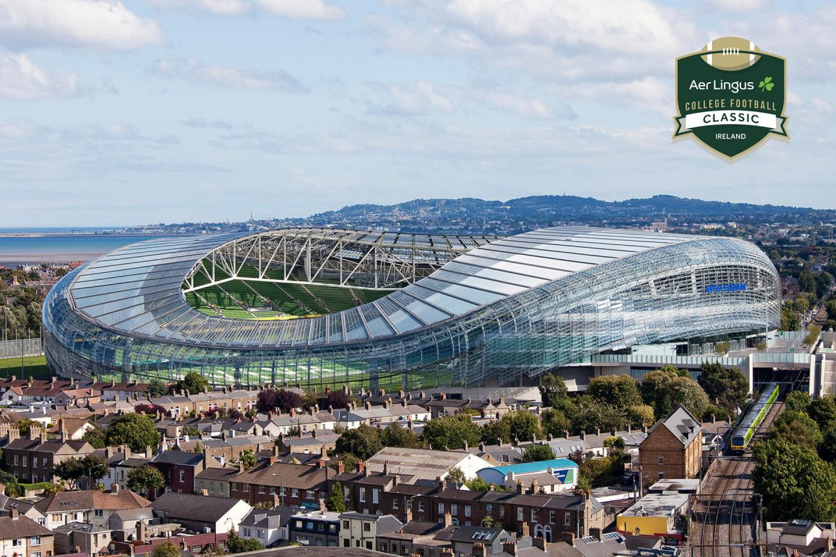 Aviva Stadium in Dublin, Ireland, is the site of the Aer Lingus College Football Classic.