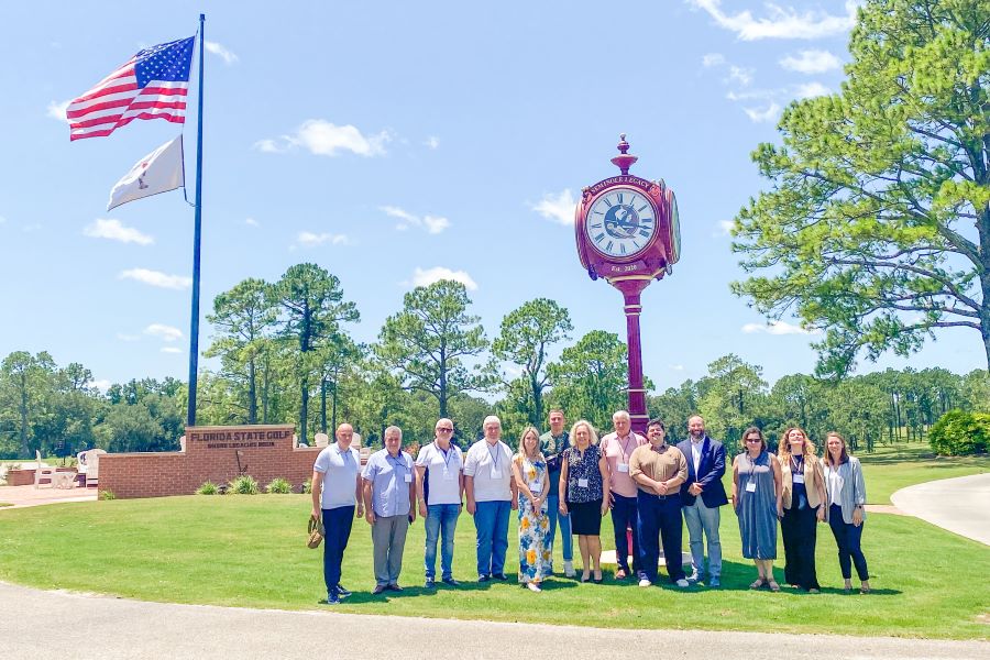 A Ukrainian delegation of higher education officials at the Seminole Legacy Golf Club. (LSI/FSU's Ukraine Task Force)