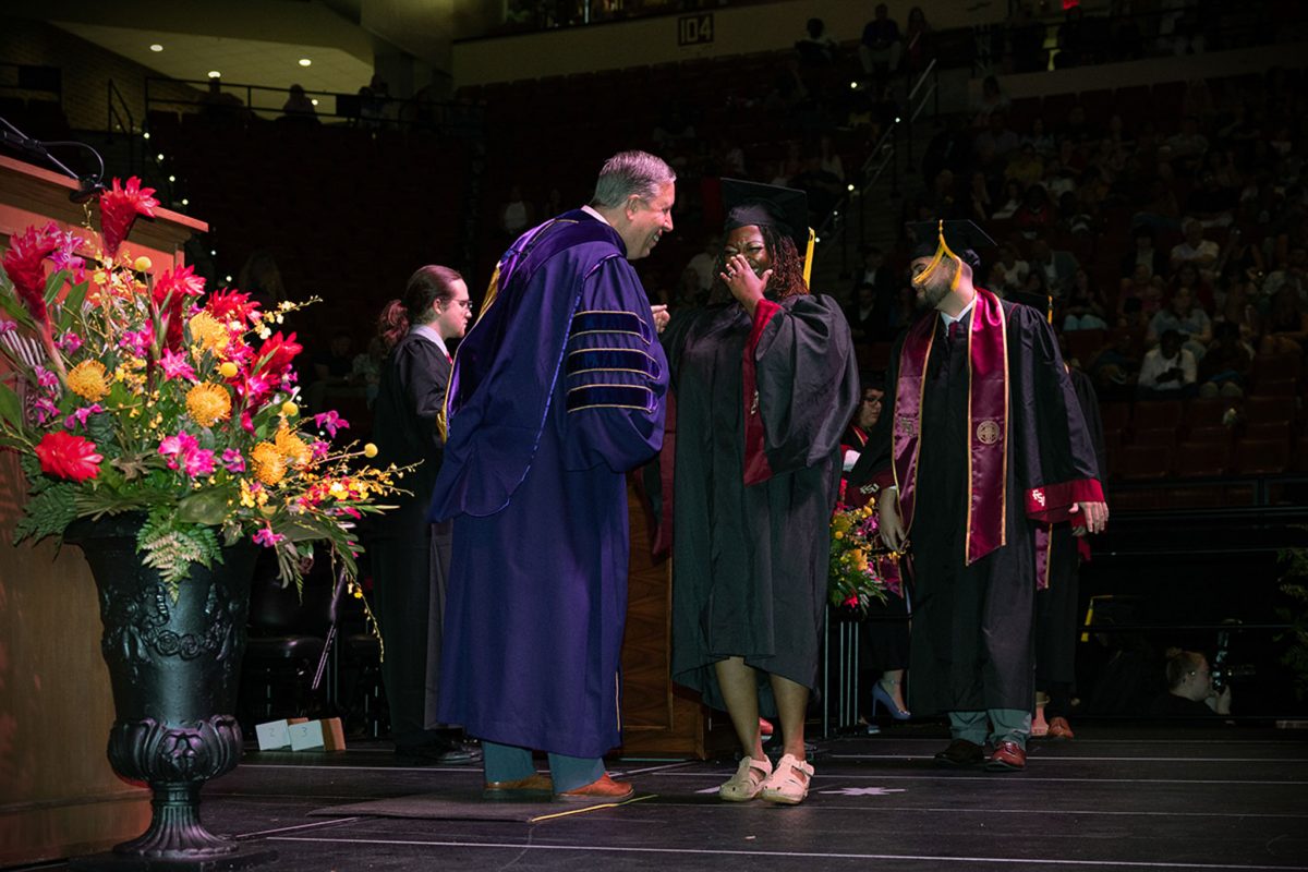 Florida State University graduates celebrate during one of FSU's summer commencement ceremonies Friday, Aug. 2, 2024, at the Donald L. Tucker Civic Center. (FSU Photography)