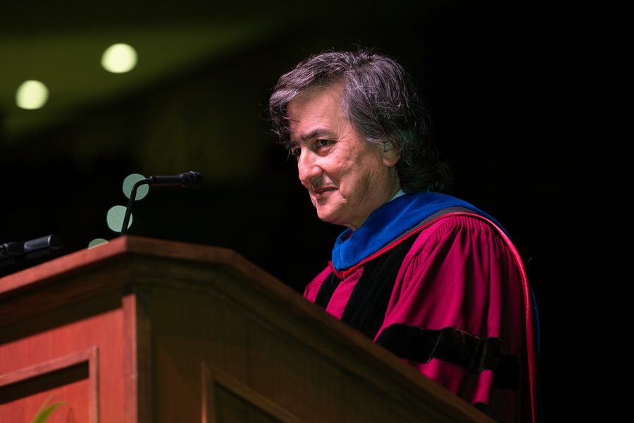 Florida State University Provost Jim Clark congratulates graduates during the summer commencement Friday, Aug. 2, 2024, at the Donald L. Tucker Civic Center. (FSU Photography)