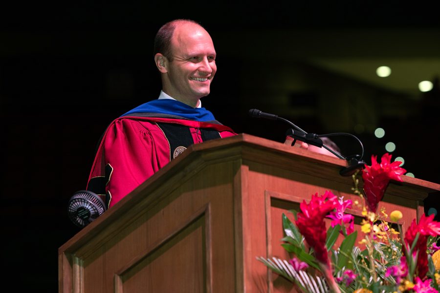 Joe O'Shea, Associate Provost and Dean of Undergraduate Studies at Florida State University, participates in commencement Friday, Aug. 2, 2024, at the Donald L. Tucker Civic Center. (FSU Photography)