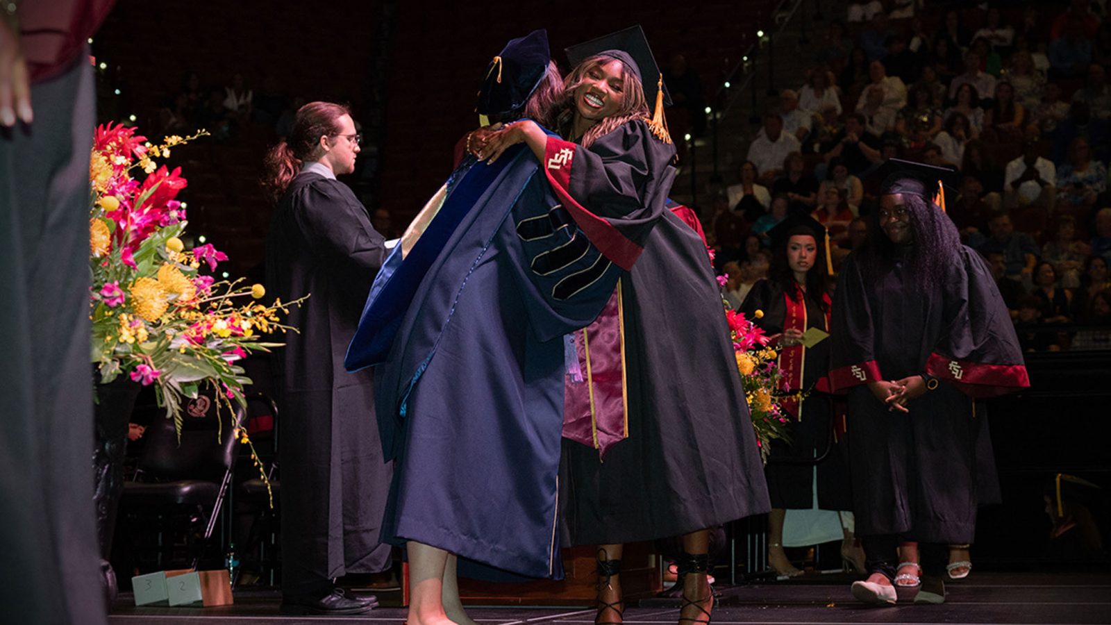 Florida State University graduates celebrate during one of FSU's Summer 2024 commencement ceremonies Friday, Aug. 2, at the Donald L. Tucker Civic Center. (FSU Photography)