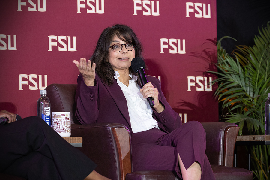 FSU First Lady Dr. Jai Vartikar at the Women in Science Leadership roundtable, part of FSU Discovery Days. (Bill Lax/FSU Photography Services)