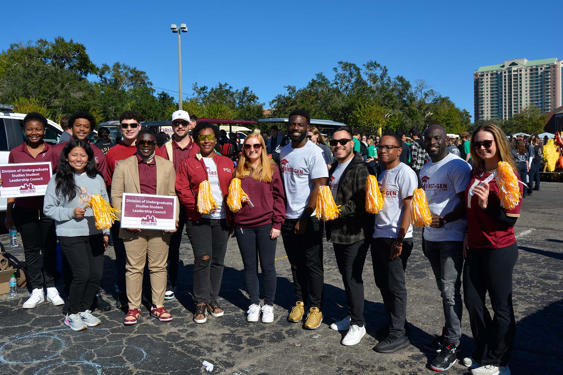 Members of the First-Generation Alumni Network get ready to participate in the 2024 Homecoming Parade. (FSU Alumni Association)