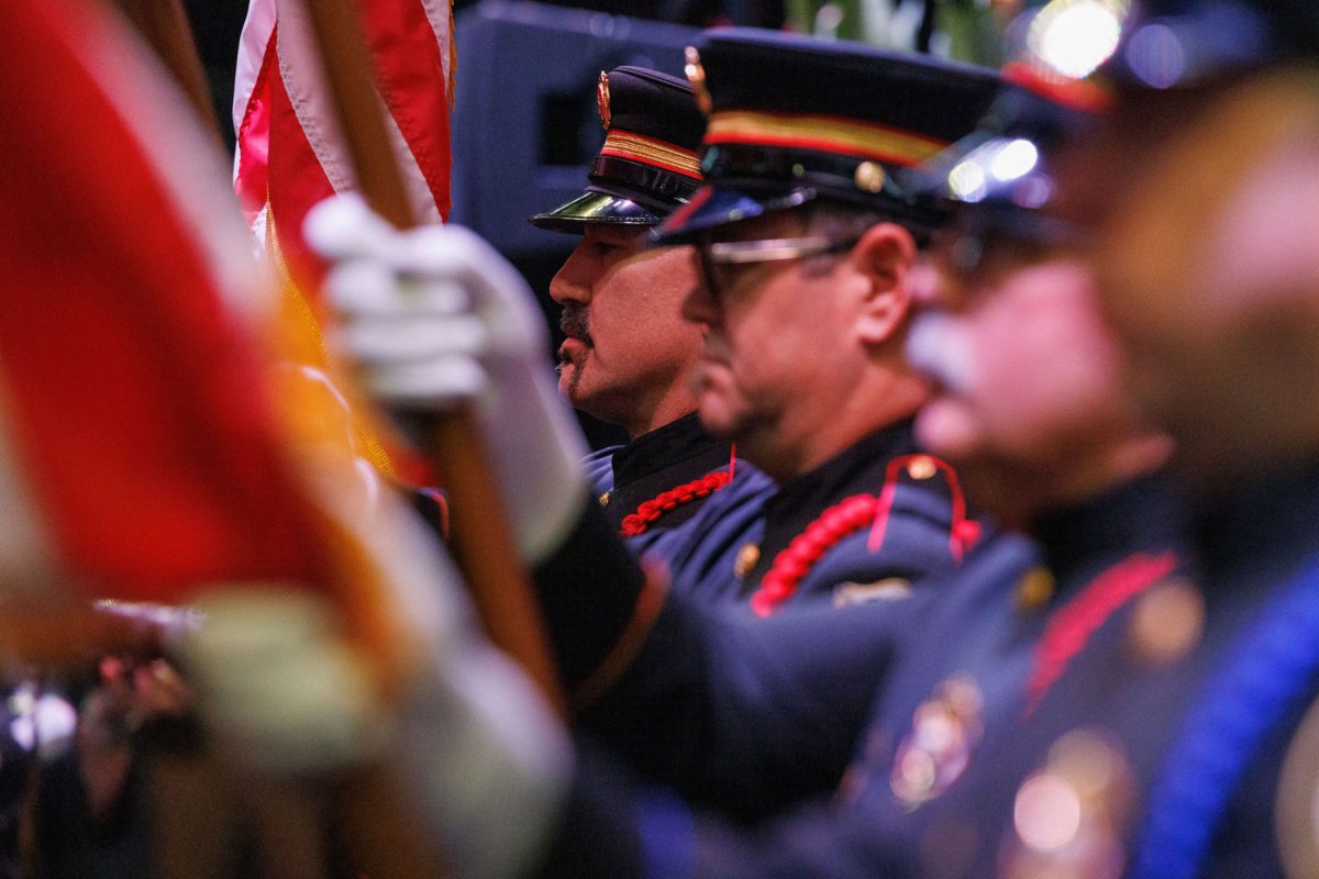 The Seminole Tribe of Florida Color Guard during one of FSU's fall 2024 commencement ceremonies Friday, Dec. 13, 2024, at the Donald L. Tucker Civic Center. (FSU Photography)