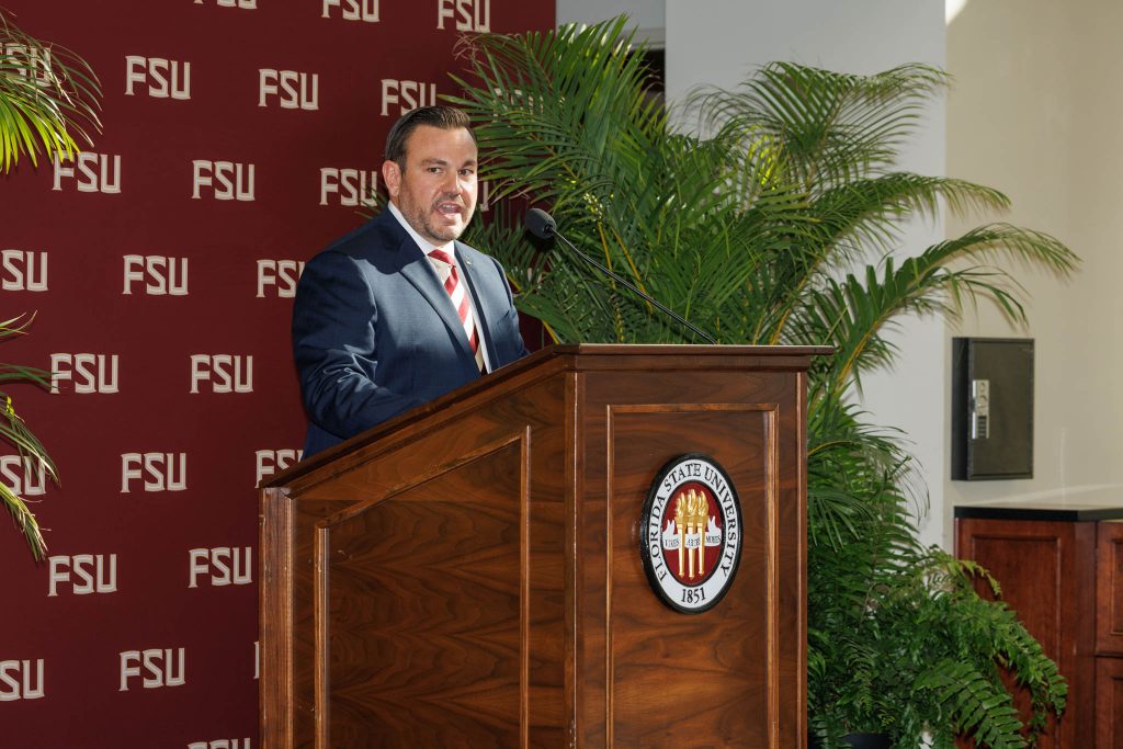 Rep. Adam Anderson (R-Palm Harbor) speaks at the Rare Disease Symspoium held Feb. 28 at the FSU College of Medicine. (Bill Lax/Florida State University)