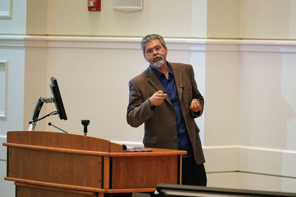 FSU College of Medicine Professor Akash Gunjan presents his research at the Rare Disease Symposium. (Bill Lax/Florida State University)