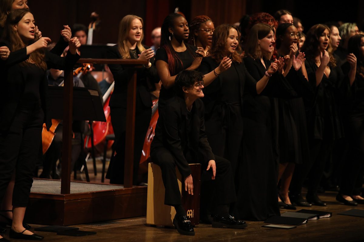 FSU students interact with the audience during one of the musical numbers at the Ruby Diamond Concert Hall Feb. 1, 2025. (Josie Liederman)