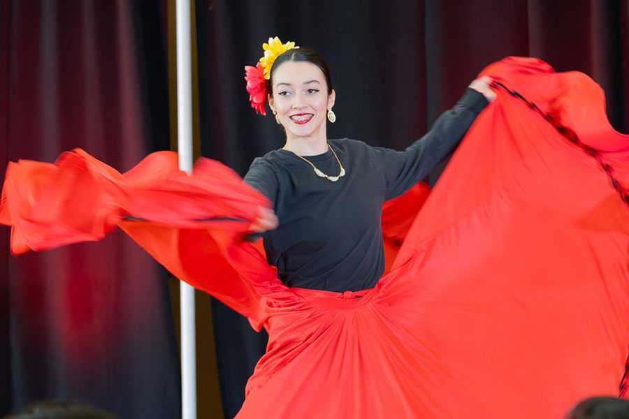 A student from the Tallahassee State College (TSC) Dance Company performs at the 30th annual International Bazaar Saturday, Feb. 15. (Sydney Sherry/Center for Global Engagement)