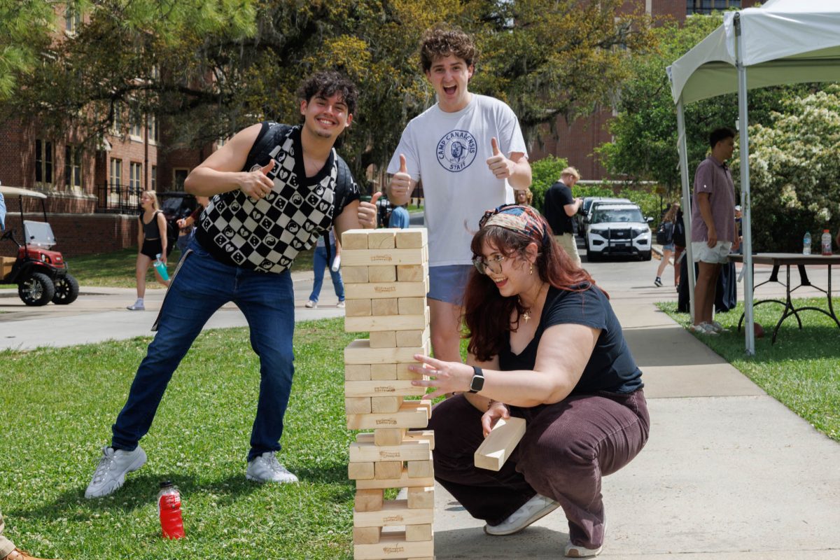 Students enjoy the 2025 President’s Ice Cream Social on Landis Green Thursday, April 3. The event was filled with outdoor entertainment and games, creating a festive atmosphere that brought smiles to everyone’s faces. (Florida State University)