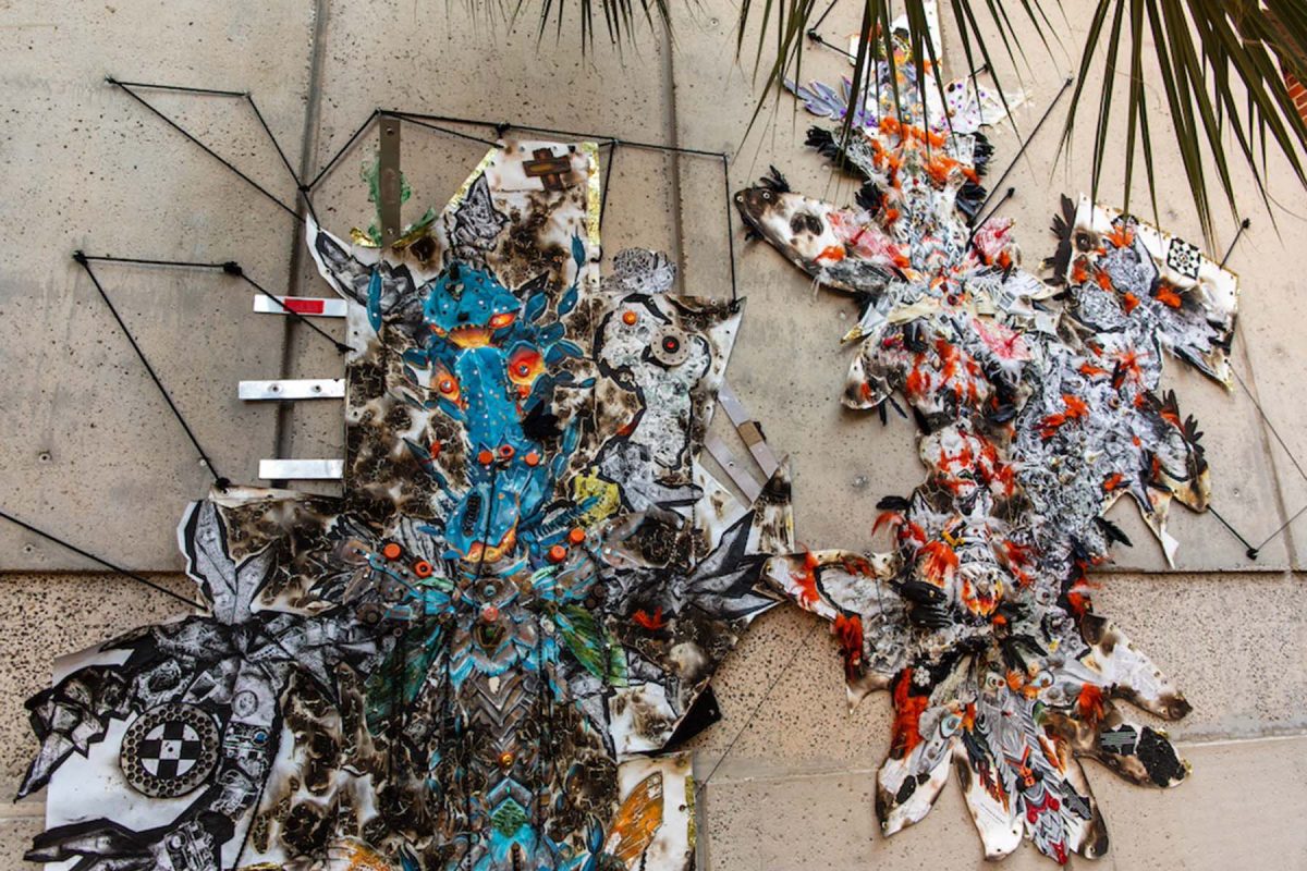 Close-up of an installation by Tevin Lewis, featured in “Origins & Afterlives.” (Jamie Rager/FSU College of Fine Arts)