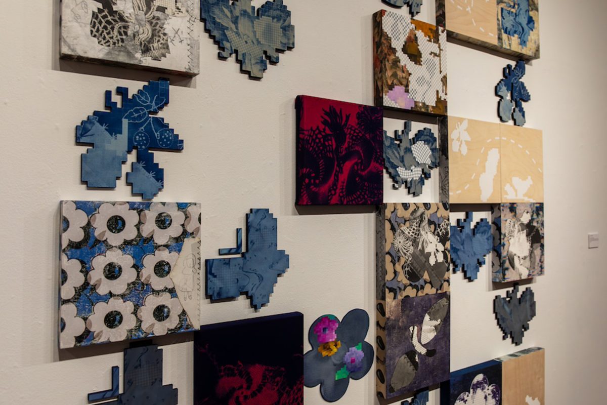 Close-up of artwork by Katie Grinell, featured in “Origins & Afterlives.” (Jamie Rager/FSU College of Fine Arts)