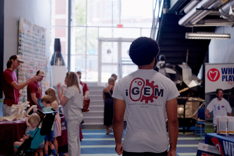 An FSU iGEM team member at the expo. (Aidan Marengo/FSU iGEM)