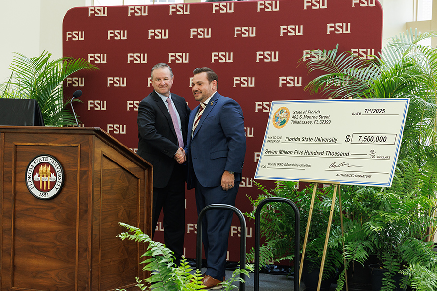 From left, Florida State University President Richard McCullough and Florida Rep. Adam Anderson. (Bill Lax/FSU Marketing)