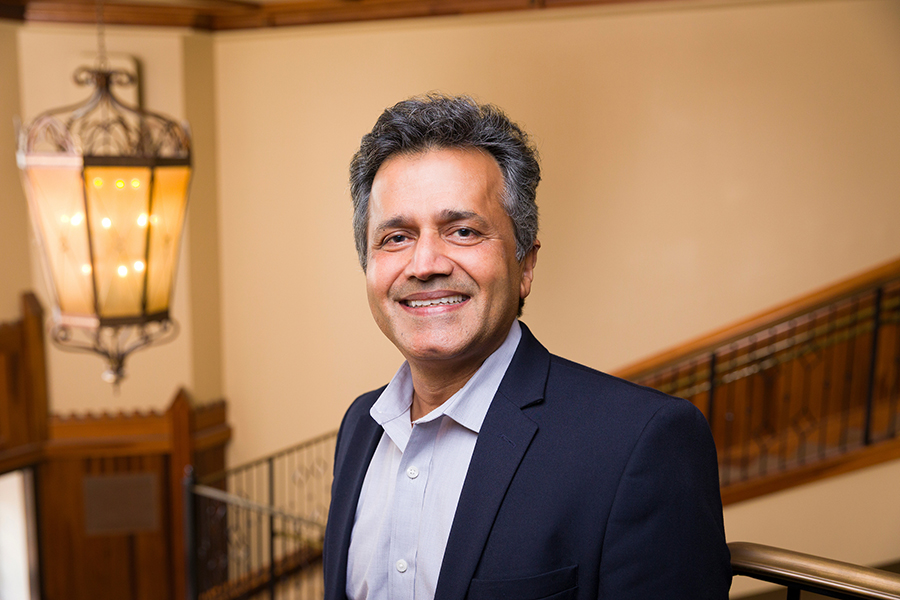 Farrukh Alvi, the Don Fuqua Eminent Scholar and Professor of Mechanical Engineering and the Senior Associate Provost for Strategic Initiatives and Innovation at the FAMU-FSU College of Engineering, stands in the Westcott Building at Florida State University. Alvi was elected a fellow of the Royal Aeronautical Society. (Scott Holstein/FAMU-FSU College of Engineering)