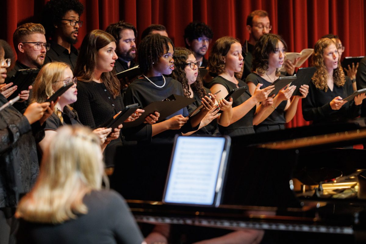 The FSU Choral Ensemble performs during a Celebration of Life honoring John Thrasher on Tuesday, Aug. 19, 2025, at Ruby Diamond Concert Hall. (Bill Lax/FSU Photography)