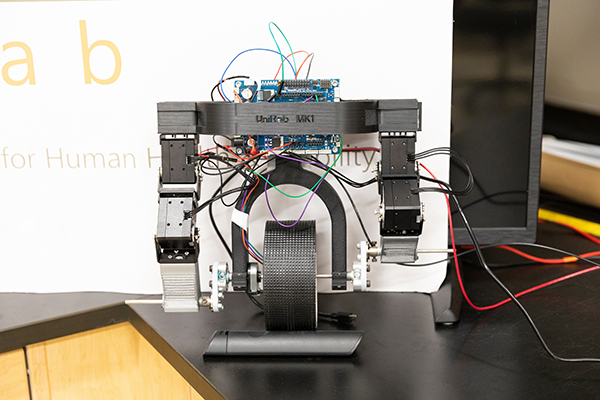 An autonomous mini-unicycle robot used by Higgins to compare robot reinforcement-learning to human learning. (Scott Holstein/FAMU-FSU College of Engineering)