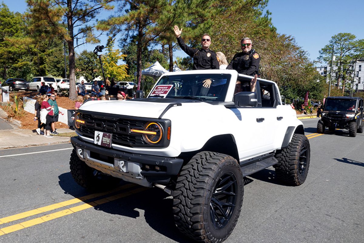FSUPD Chief Jason Trumbower and members of the FSU Police Department served as the 2025 Honorary Parade Grand Marshals during FSU Homecoming Parade on Oct. 31, 2025. (Bill Lax/FSU Photography)