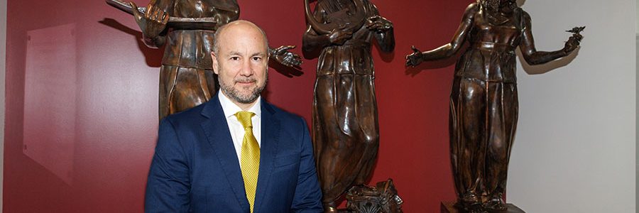 Alan Pascuzzi, a Florence-based sculptor, painter, author, professor of art history at FSU Florence, and the artist behind the "Vires, Artes, Mores" at FSU Florence and the new replicas in the Student Union. (Bill Lax/Florida State University)