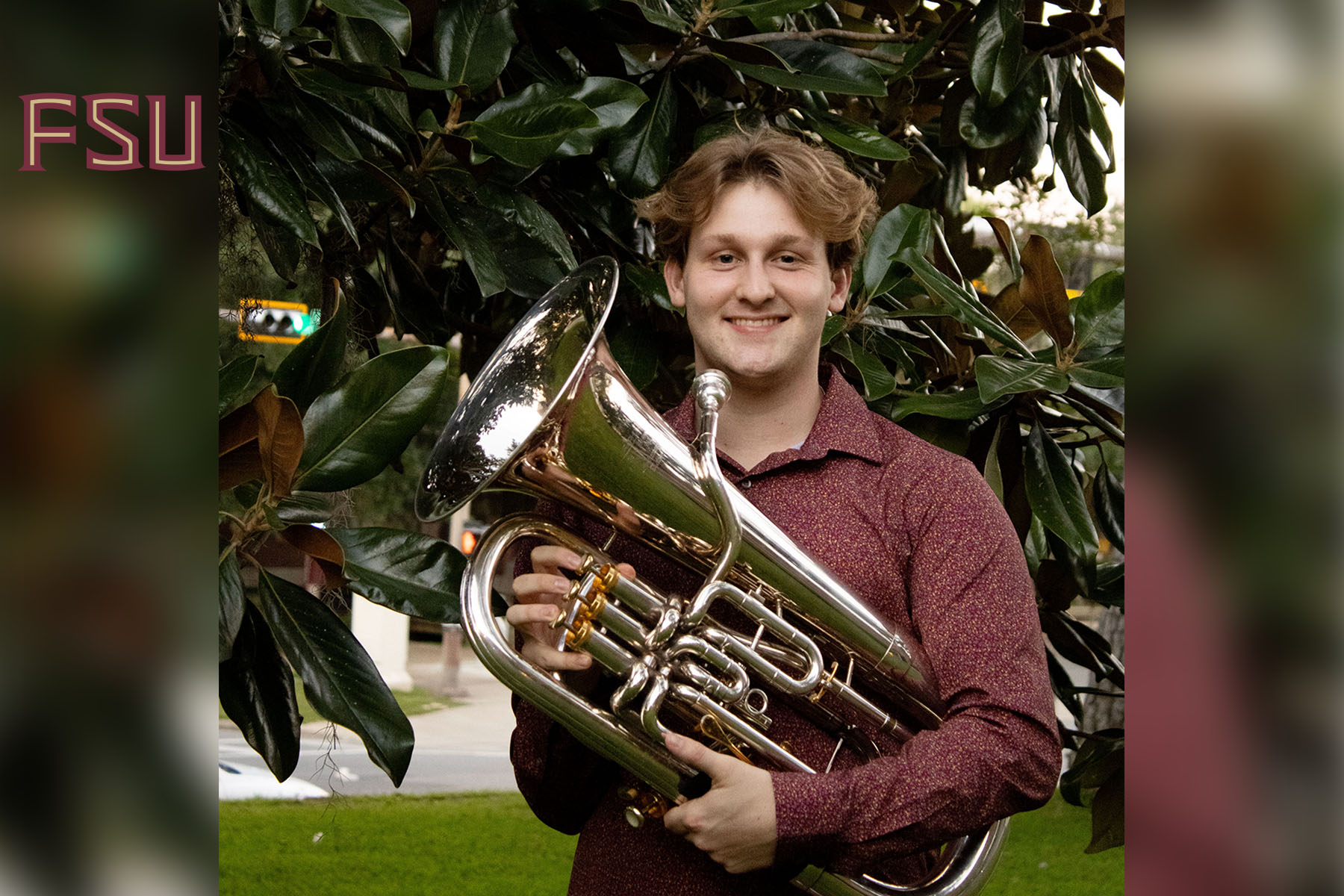 Cayden Miller with his instrument