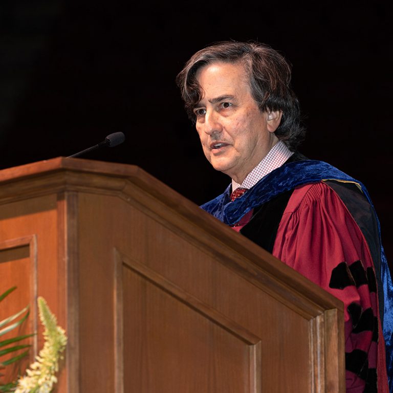 Florida State University Provost and Executive Vice President Jim Clark speaks during fall commencement Friday, Dec. 12, 2025, at the Donald L. Tucker Civic Center. (Bill Lax/ Florida State University)