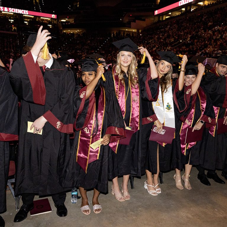 Florida State University graduates turn their tassels during one of the fall commencement ceremonies Friday, Dec. 12, 2025, at the Donald L. Tucker Civic Center. (Bill Lax/ Florida State University)