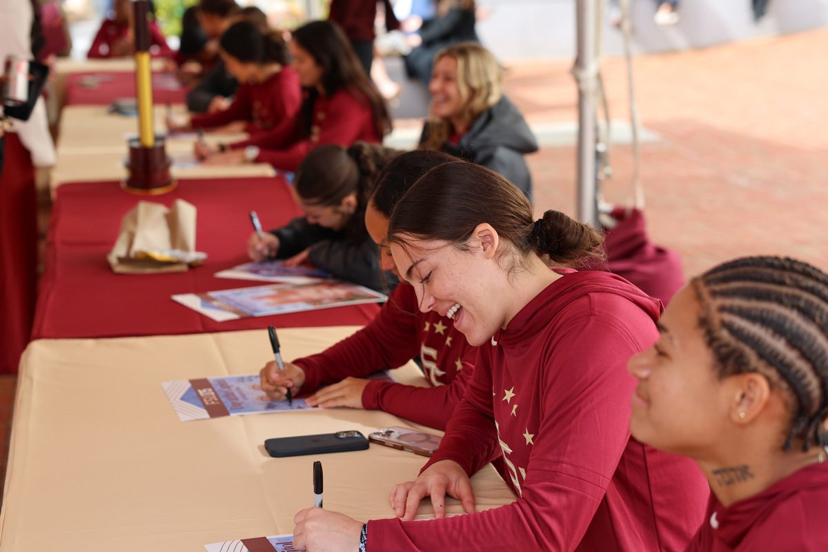 Members of the FSU Women's Soccer team sign autographs for fans during the FSU Day at the Capitol Jan. 21, 2026. (Casey McCarthy/FSU Photography)