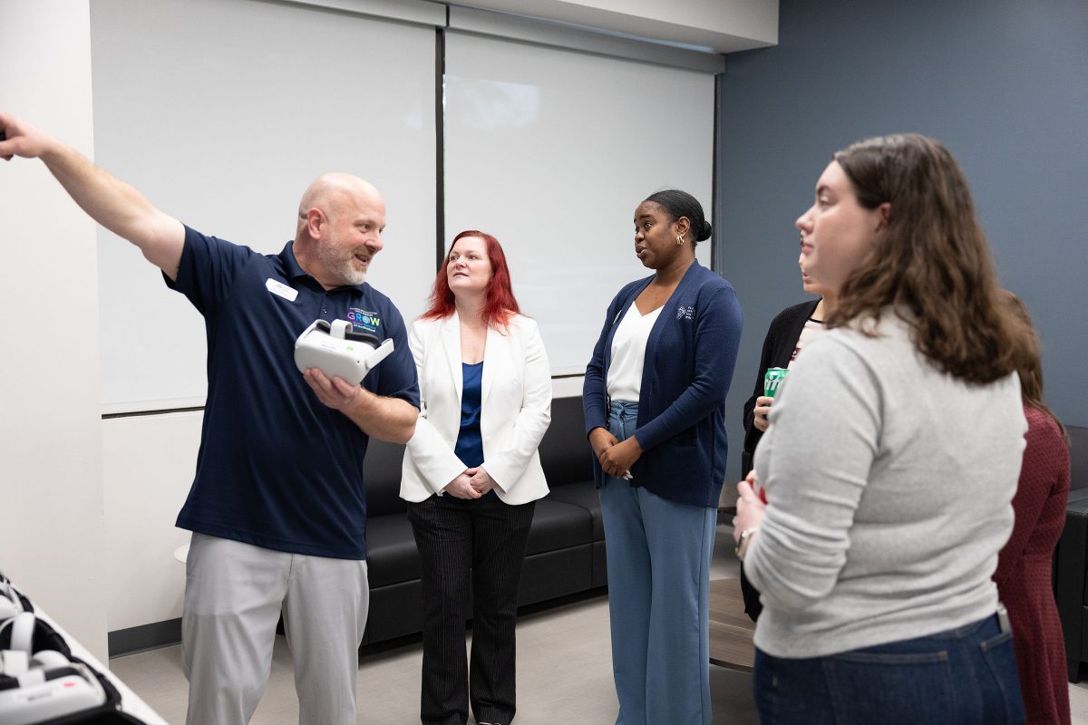 The Open House offered visitors a firsthand look at child welfare training via an immersive Virtual Reality experience. (Logan Lowery/Florida State University)