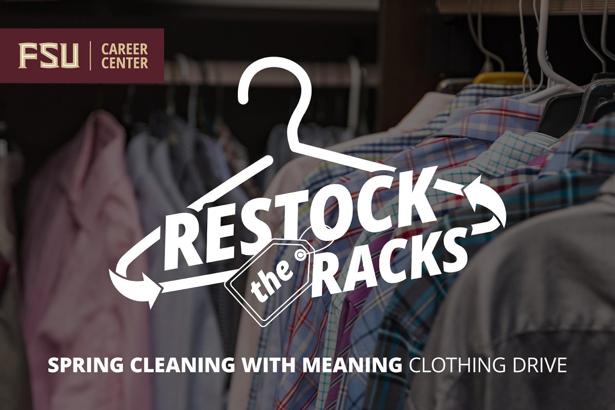 FSU Career Center's Restock the Racks logo with a hanger