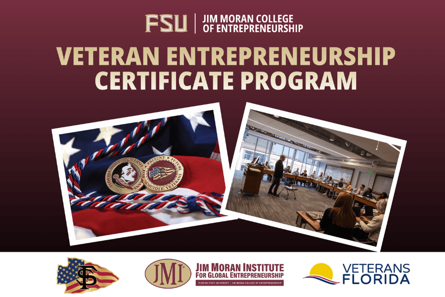 The new Veteran Entrepreneurship Certificate Program will focus on business modeling, customer discovery and market validation. (Photo provided by Jim Moran College of Entrepreneurship)
