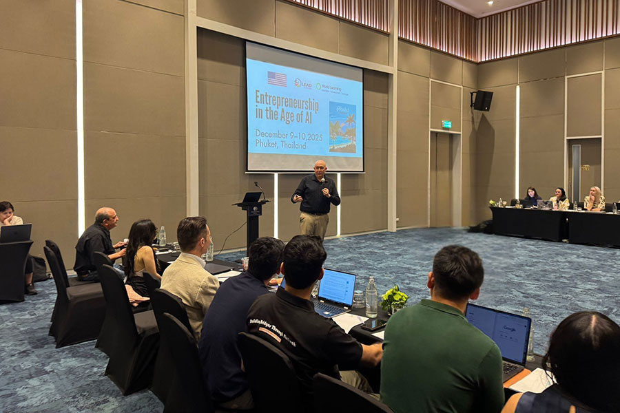 Eric Liguori, Jim Moran Professor and associate dean for research and external relations in the Jim Moran College of Entrepreneurship, served as lead moderator and facilitator for a two-day forum in Phuket, Thailand, that explored how AI and emerging technologies are redefining entrepreneurship education. (Eric Liguori)