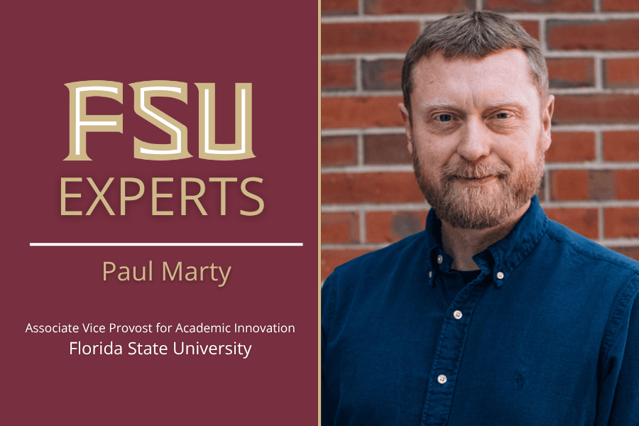 Florida State University's Paul Marty works to coordinate, communicate and facilitate efforts among campus stakeholders to foster an environment that encourages and supports academic innovation, serving as one of the university’s top AI experts.