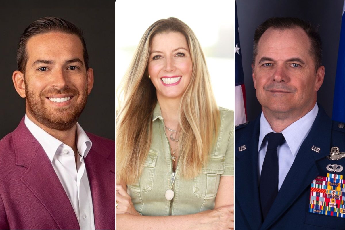 Graphic of three people with the text FSU Spring 2026 Commencement Speakers on top. From left, a man in a blazer, and woman in a dress and a man in a military uniform.
