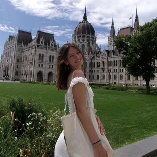 Aman Myrsten, an FSU junior double majoring in French and Sociology, at the Hungarian Parliament Building during a weekend trip to Budapest, Hungary. (Aman Myrsten)
