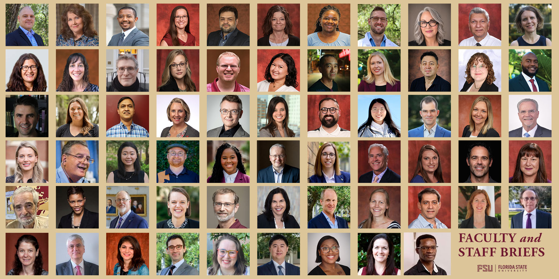 May 2026 faculty and staff briefs featured faculty and staff headshots