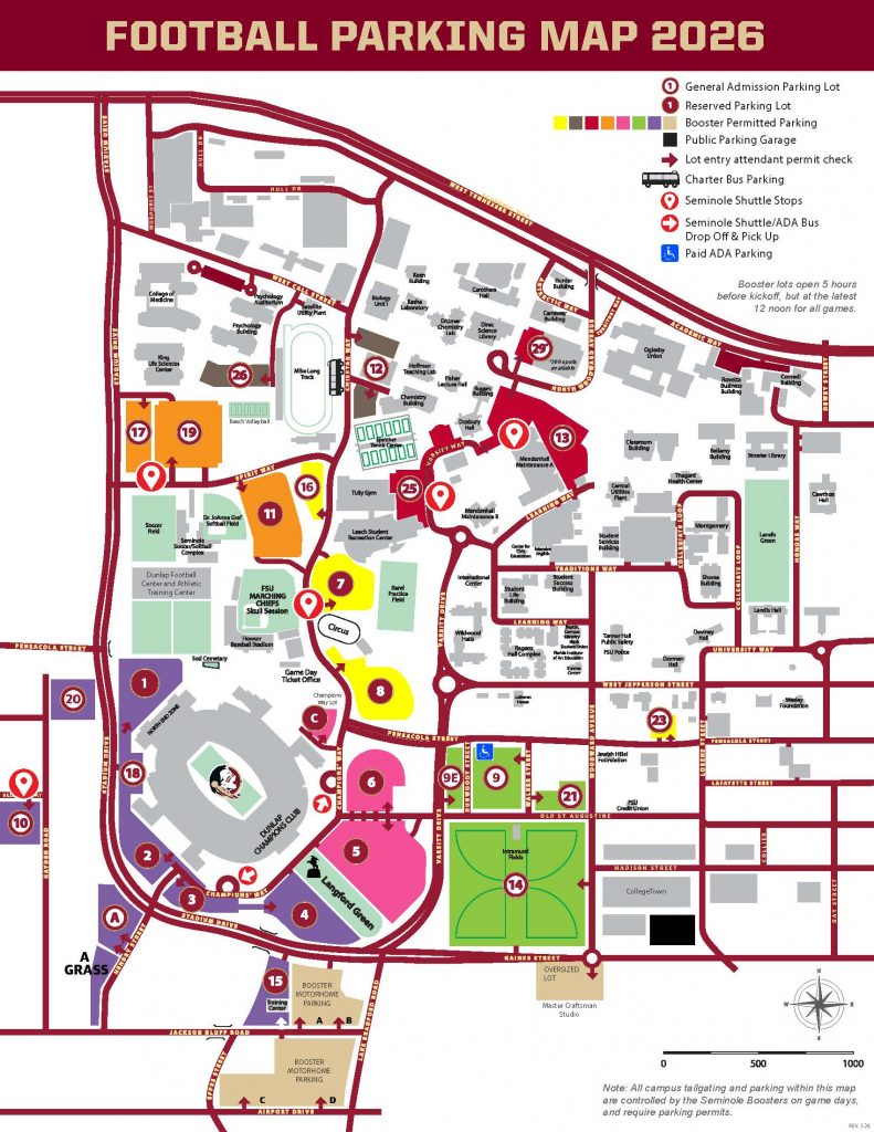 FSU Football Parking Map 2026