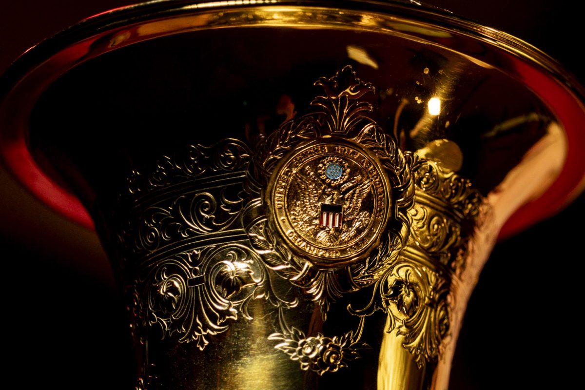 A close up of the Havemeyer Trophy