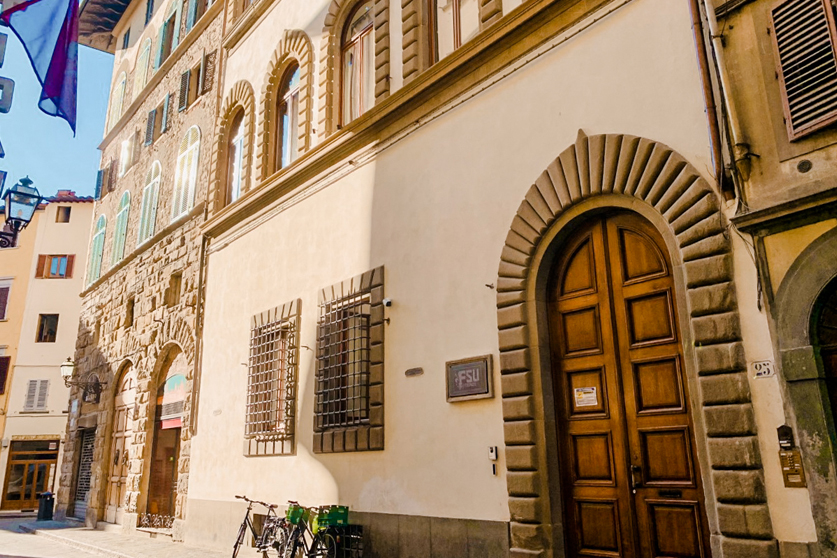 Outside of a building in Florence, Italy.