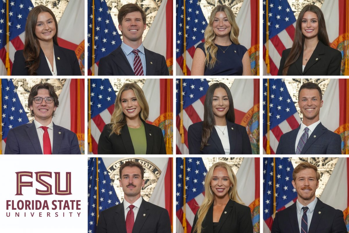 A twelve square grid with 11 headshots of the FSU Gubernatorial Fellows and the FSU logo.