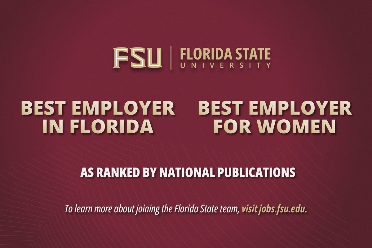 graphic that says FSU is the best employer in Florida and best employer for women