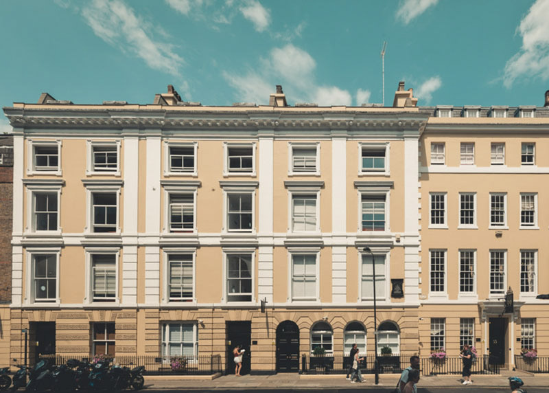 A series of London townhouses.