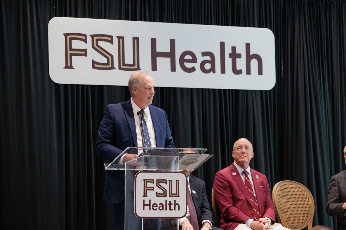 Florida Commissioner of Agriculture Wilton Simpson speaks during a special recognition ceremony on Oct. 30, 2026, celebrating the ribbon-cutting of the new Wilton Simpson FSU Health Research and Collaboration Building. (Bill Lax/Florida State University)