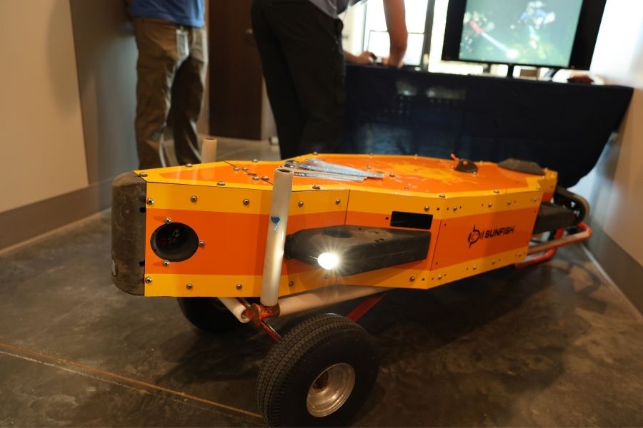 An orange and yellow robot.